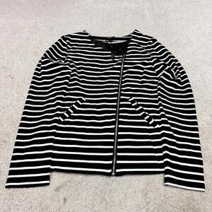 Sociology Jacket Black White Striped Long Sleeve Full Zip Women’s Size Small NWT